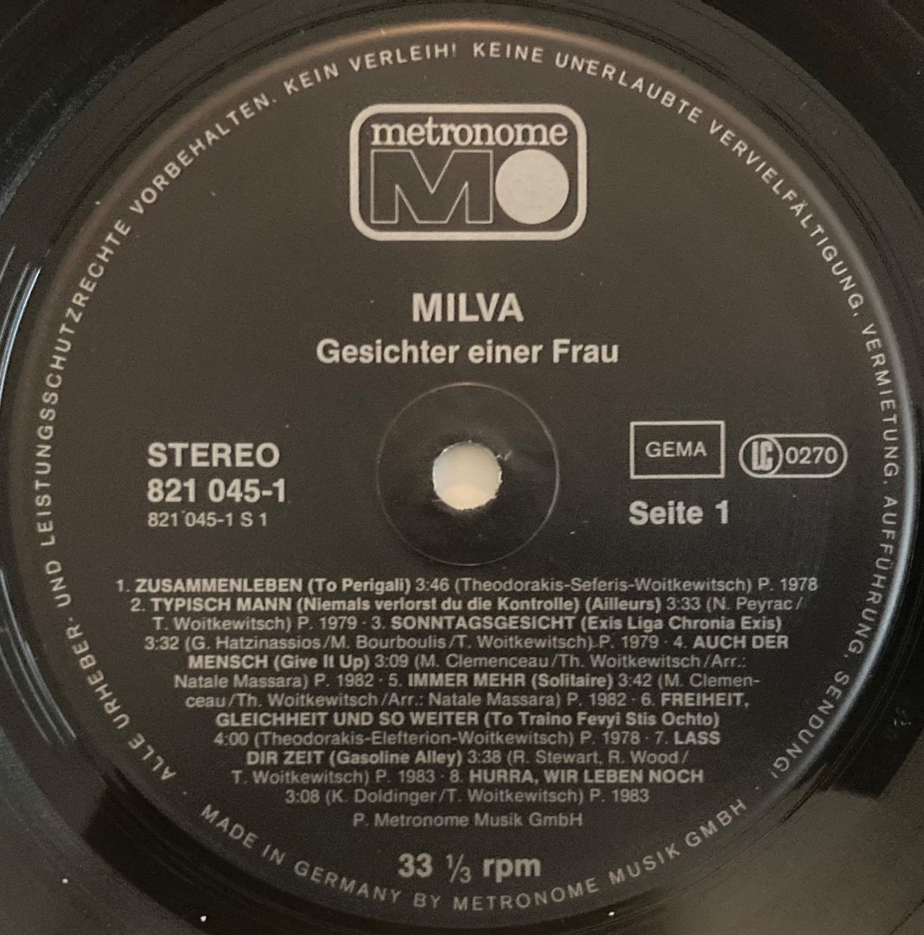 Schallplatten: MILVA - GESICHTER EINER FRAU – Gebraucht aus Poliez-Pittet von Newtown-Records 2