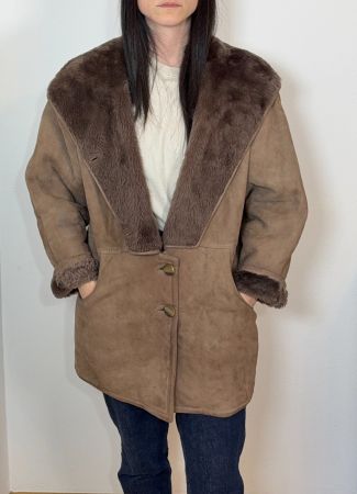 original woman shearling winter coat montone