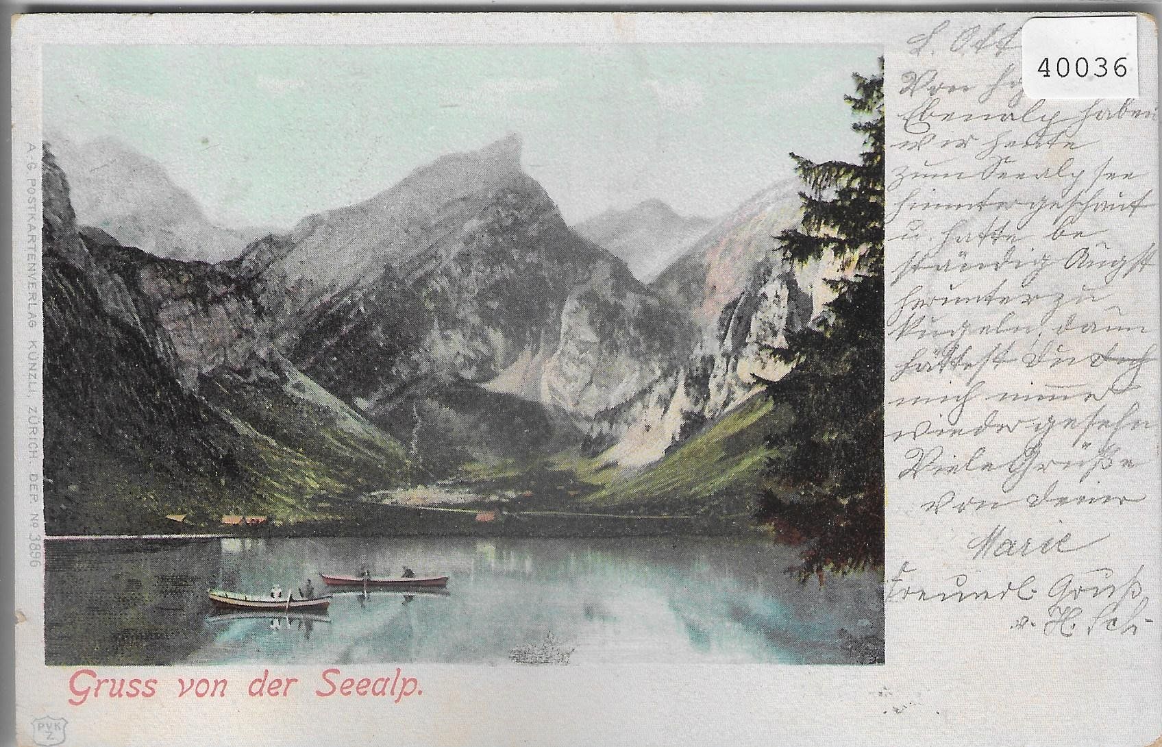 Cartoline postali: Gruss von der Seealp - Ruderboote – Usato da Ettingen venduto da Kartenplanet