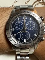 Tissot V8 Chronograph Watch Stainless Steel dark Blue Dial