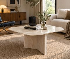 Vintage Travertin Couchtisch Top Zustand 