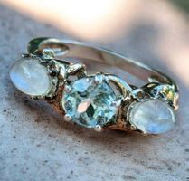 Vintage Mondstein Topaz Ring 925 Silber