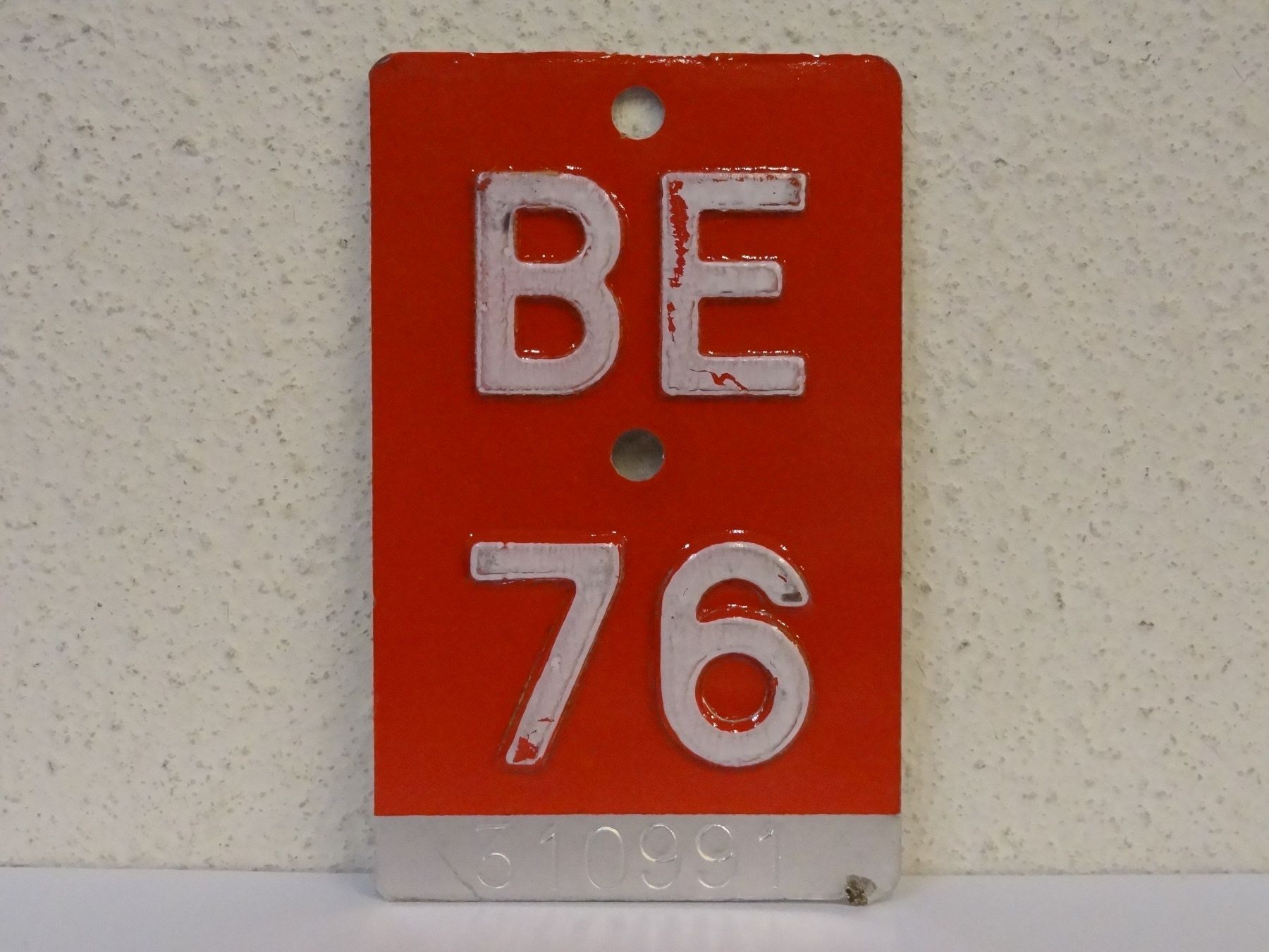 Schilder: BE 76 VELONUMMER - FAHRRADSCHILD – Gebraucht aus Kerzers von djstarsky73