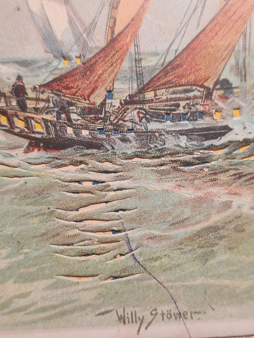 Cartoline postali: Schiffe Kunstkarte mit eingelegten Elementen 1901 – Usato da Ebikon venduto da Donar50 2