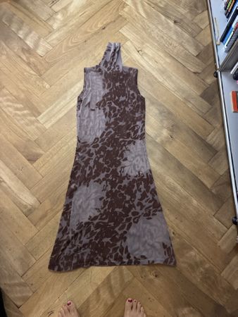 Adolfo Dominguez Kleid ärmellos braun gemustert Grösse P