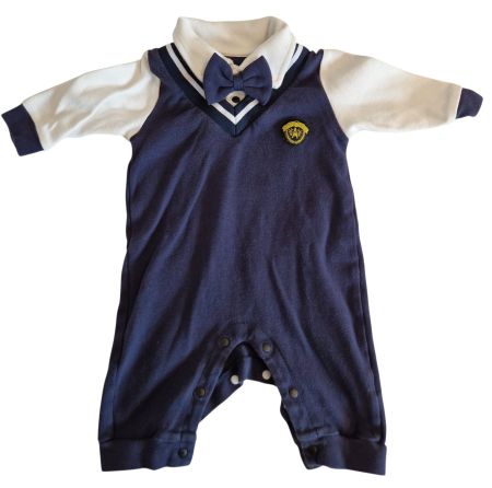 Eleganter blauer Baby Strampler