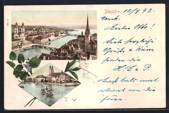 Cartoline postali: Zürich, Teilansicht mit Kirche, Uferpar – Usato da Berlin venduto da bartko-reher