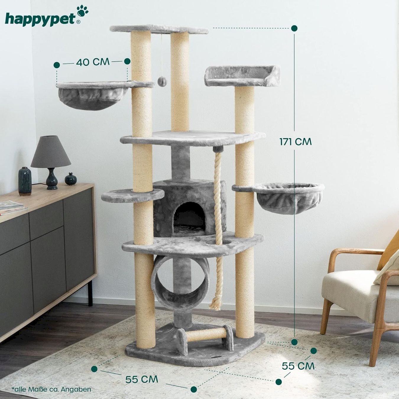 Tiragraffi: HAPPYPET Kratzbaum 171cm Grau – Nuovo e nell'imballaggio originale da Bottighofen venduto da zaap 2