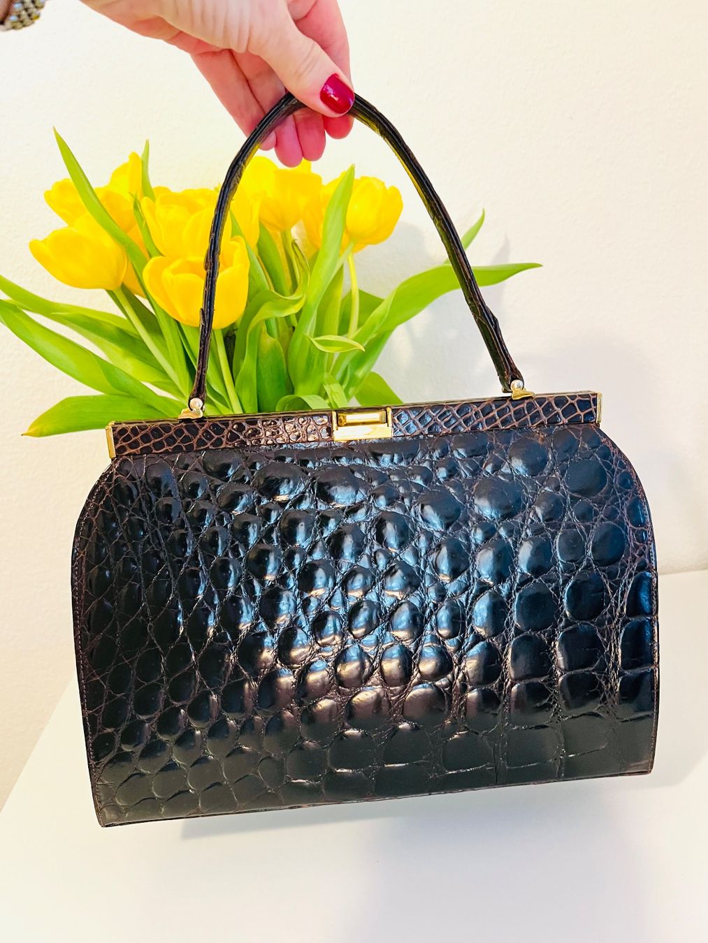 Taschen für Damen: Kroko Leder Handtasche - Top! – Gebraucht aus Rüschlikon von topswissvintage 1