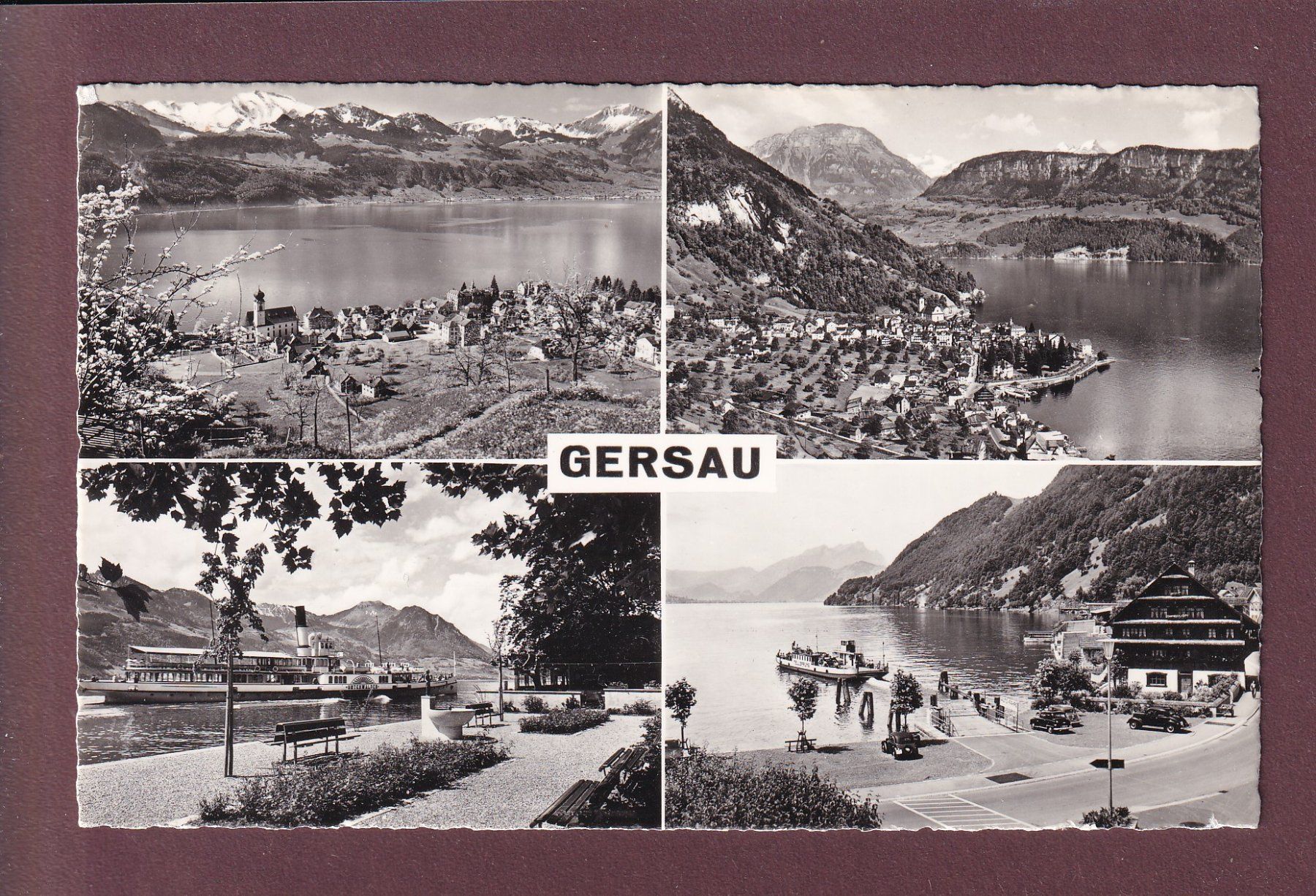 Cartoline postali: GERSAU - 4 Bilder - 1958 – Usato da Pully venduto da nicecards