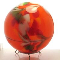 Bodenkugel 25cm Rot mit Mettal-Bodenring