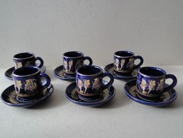 6 Mocca Tassen mit Teller - Hand Made