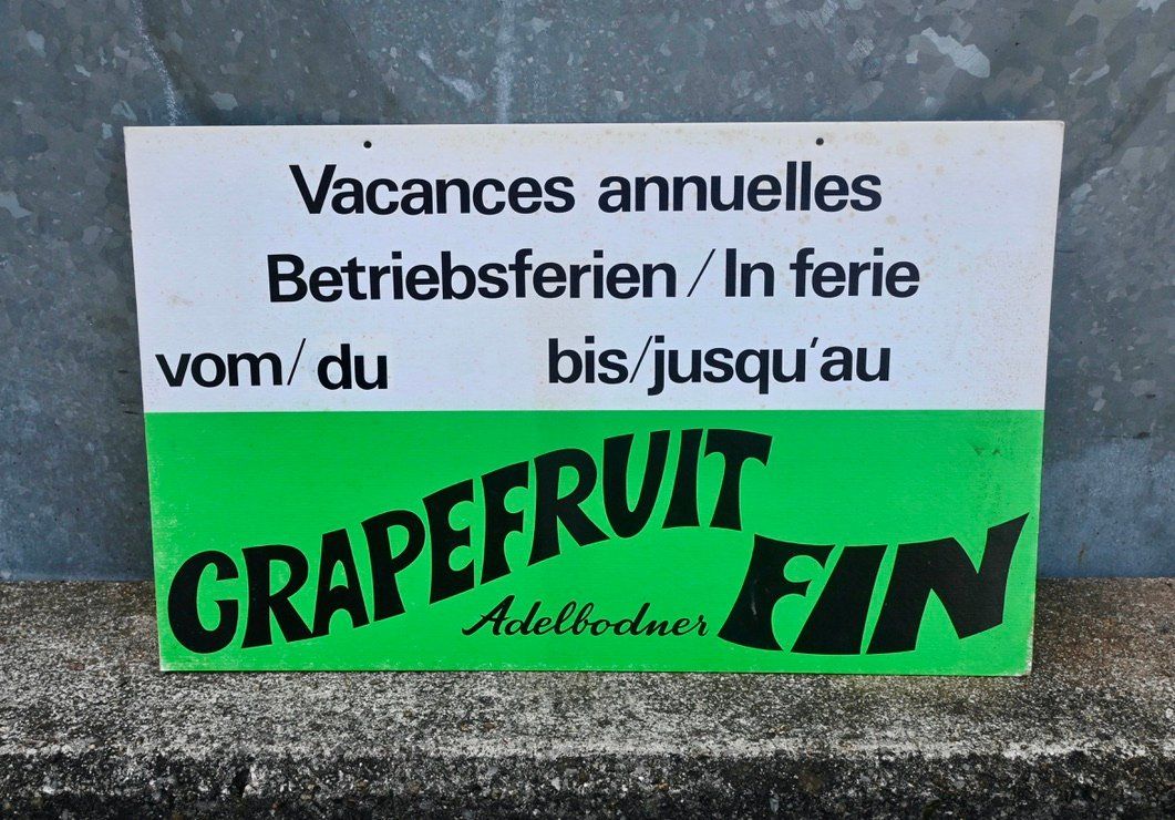 Insegne: alter REKLAME KARTON - hänger ADELBODNER grapefruit fin – Usato da Pfaffhausen venduto da mono_rec 1