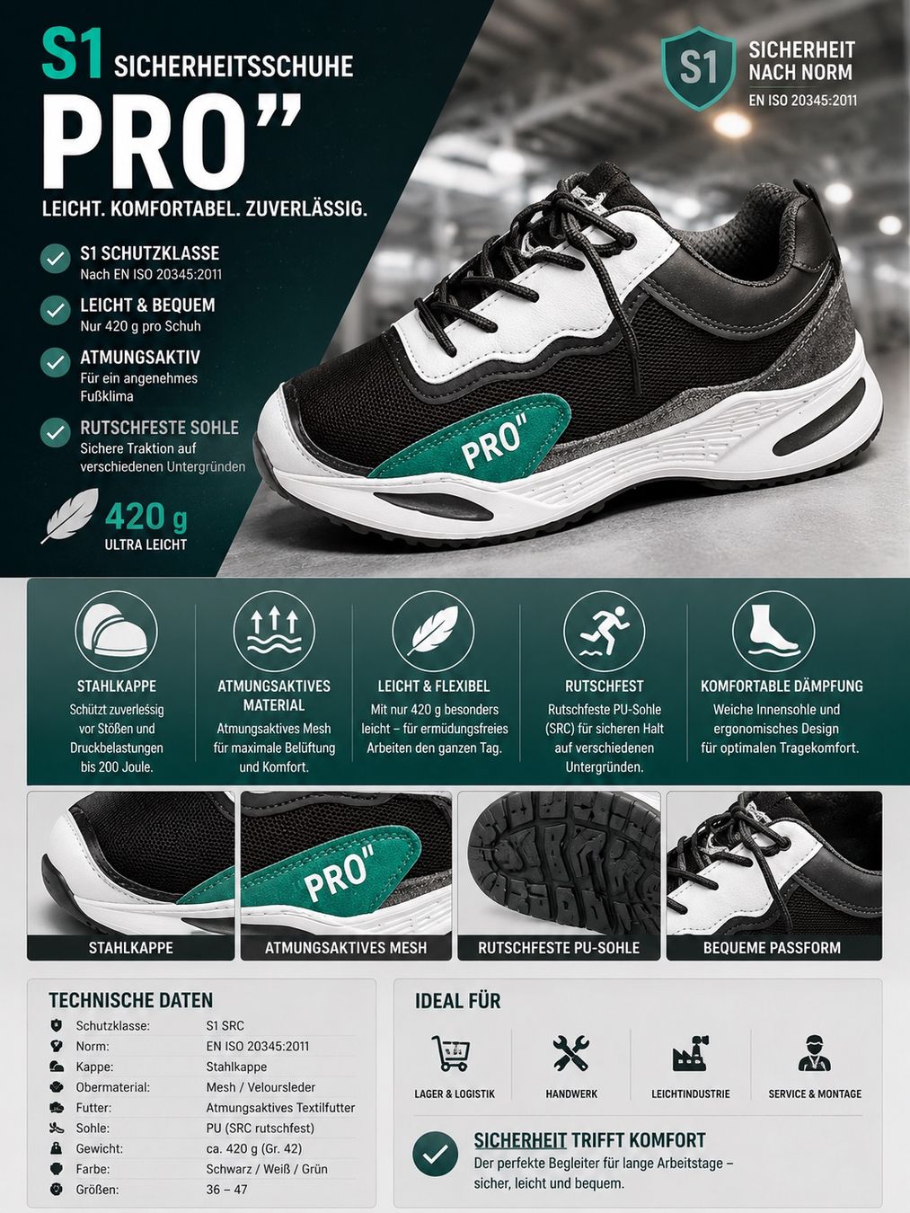 Scarpe da uomo: Pro S1 Sicherheitshalbschuh – Nuovo e nell'imballaggio originale da Therwil venduto da ibrahim_y