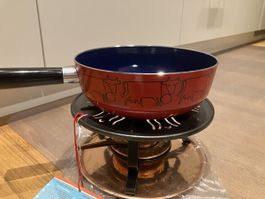 Stöckli Fondue Rechaud Kupfer und Caquelon NEU