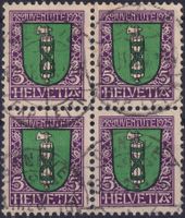 1925, J33 (St.Gallen) Viererblock, sauber gestempelt, günst.