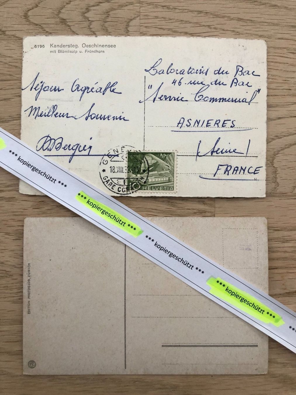 Cartoline postali: Kandersteg Oeschinensee alt AK – Usato da Hefenhofen venduto da Bierinder 1
