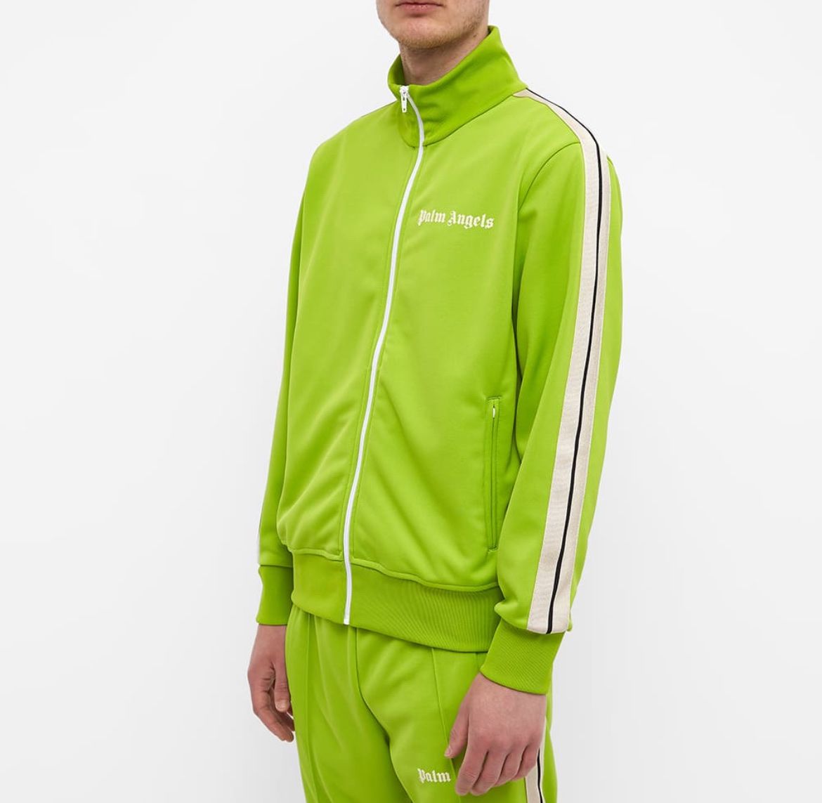 Palm Angels Giacche: Palm Angels Track Jacket Lime Green/Off White – Usato da Luzern venduto da Bon_Voyage