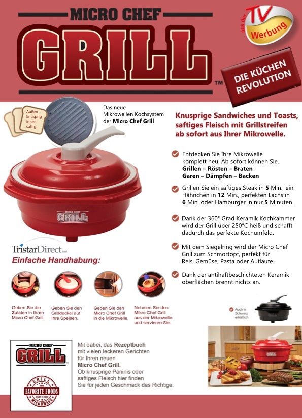 Grils: Micro Chef Grill Mikrowellen-Kochsystem inkl Dampfgareinsatz – Neuf avec emballage d'origine à Schaffhausen par Spezialist 4