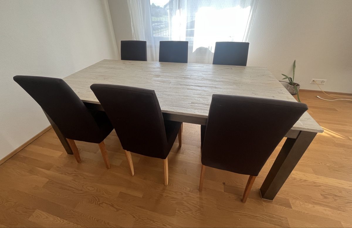 Set di tavolo e panche: Wohnzimmertisch mit 6 Stühlen – Usato da Hochdorf venduto da bachfrau01 2