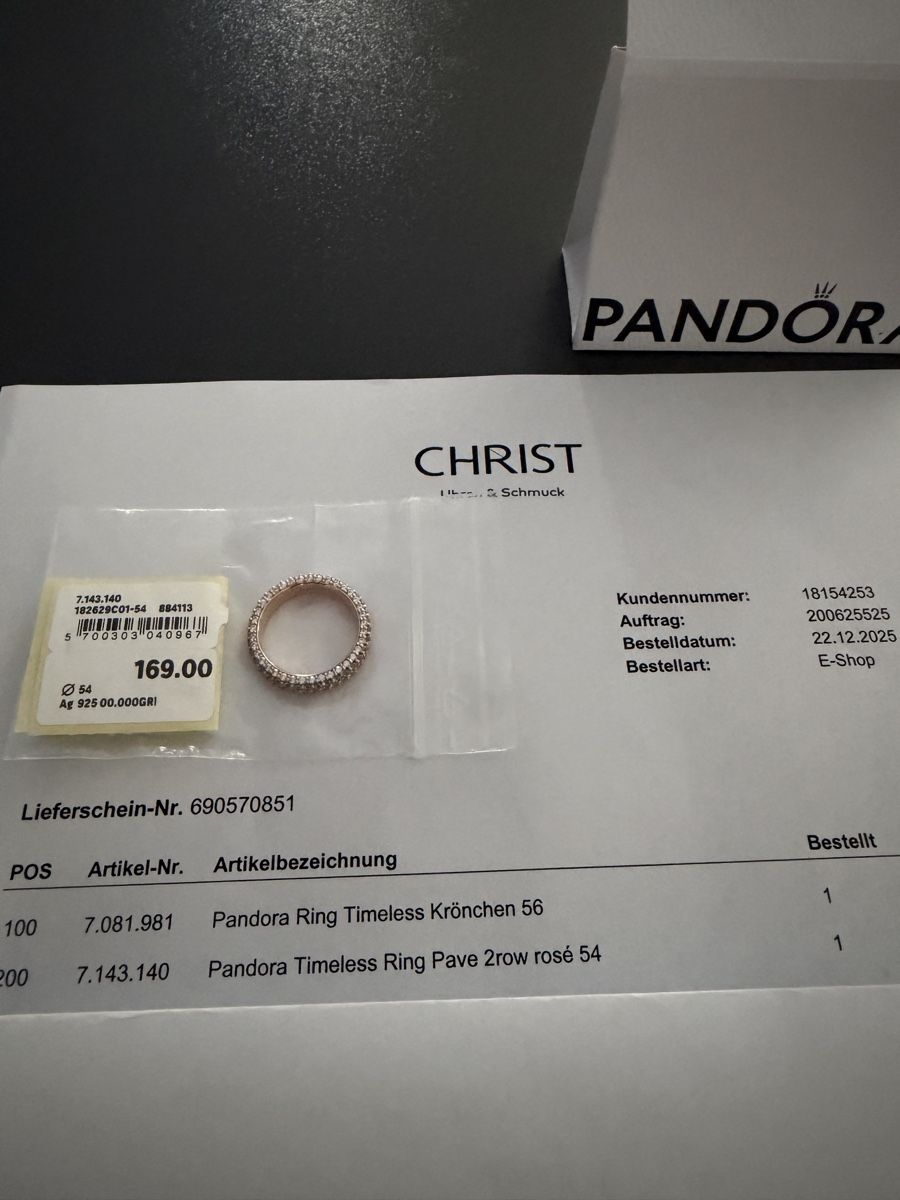 Pandora Ringe: Pandora Ring Timeless Pave 2row Rose Size 54 – Gebraucht aus Therwil von as_good_as_new 1
