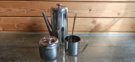 Edelstahl Kaffeekanne Set 3-tlg. Vintage glänzend