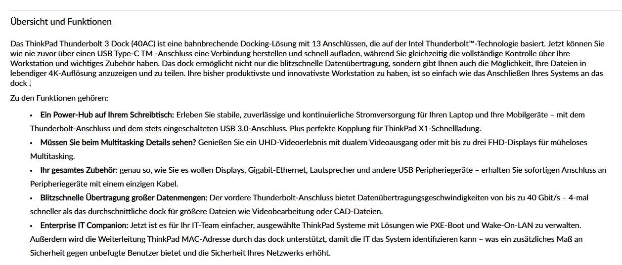 Lenovo Docking station: Lenovo ThinkPad 40AC Thunderbolt 3 USB-C Dockingstation – Usato da Dierikon venduto da Astsage 3