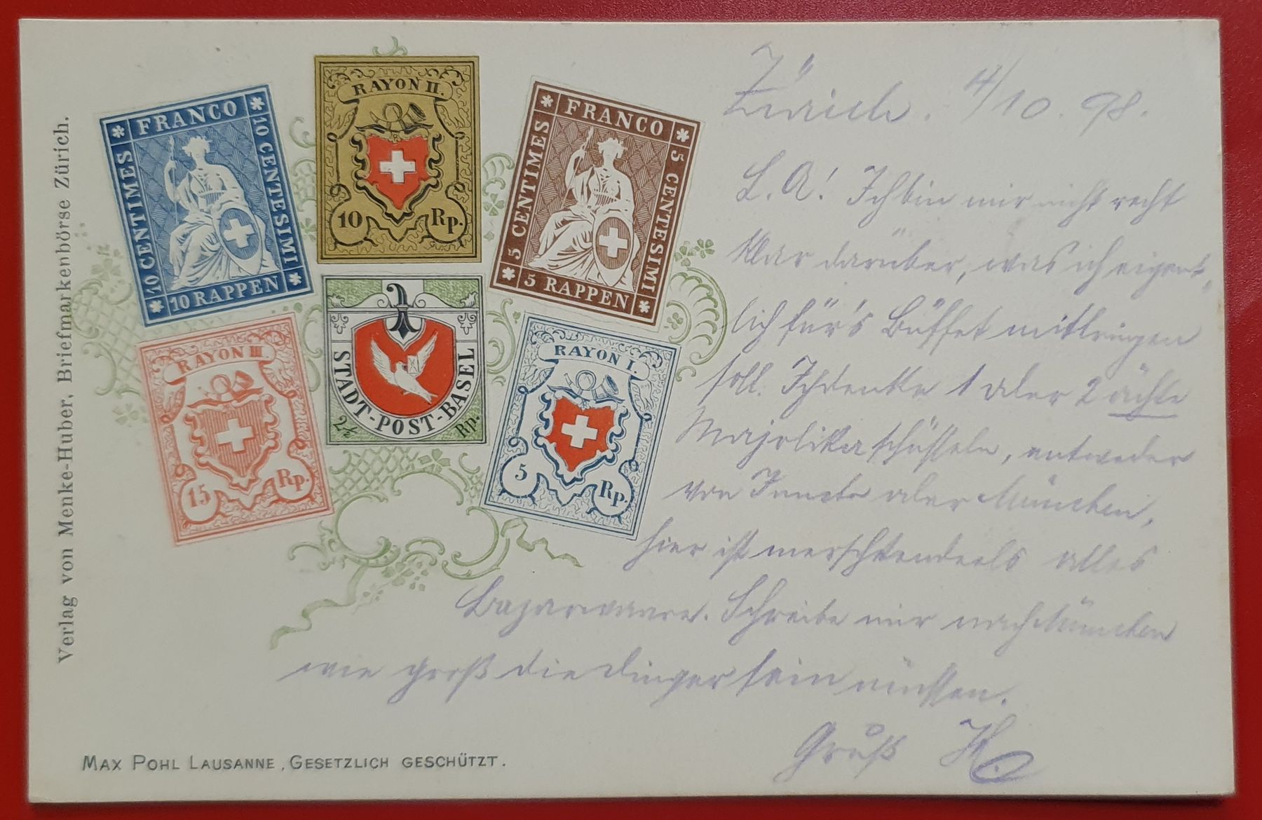 Ansichtskarten: Zürich 1898 - Ansichtskarte mit Briefmarken Schweiz – Gebraucht aus Kreuzlingen von Rschweiz1