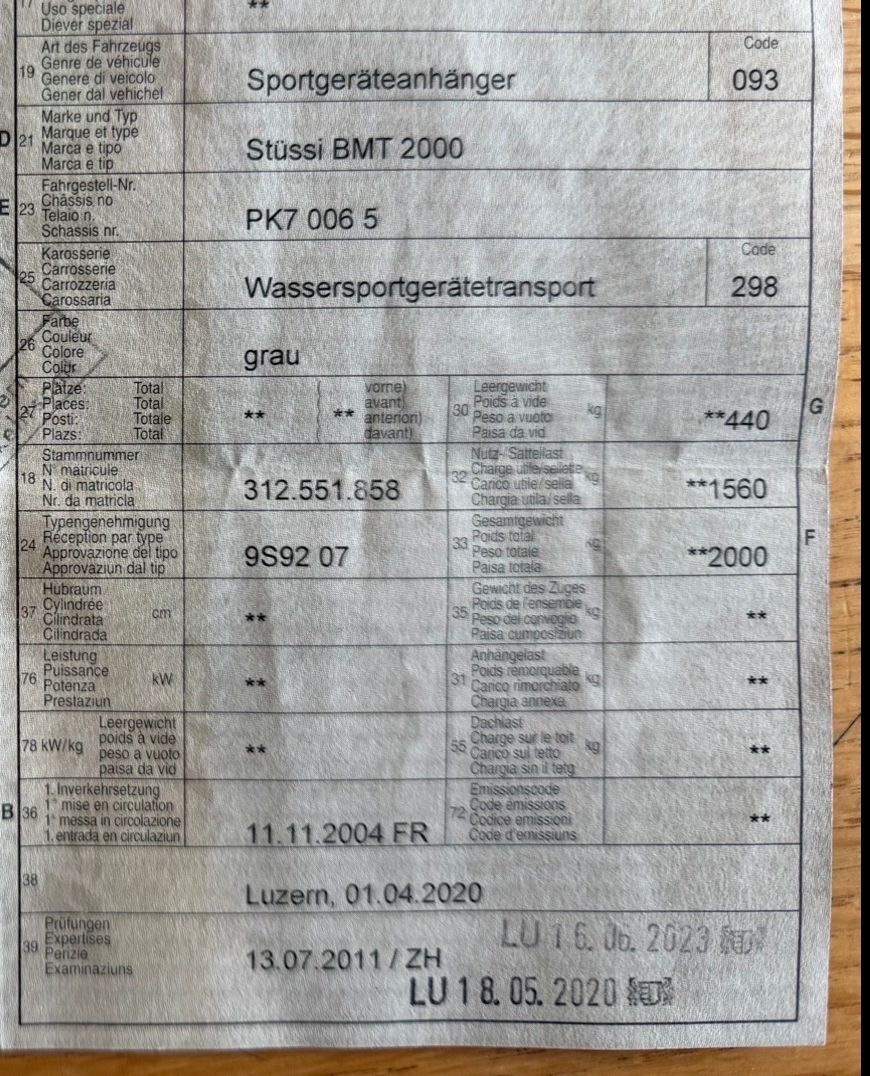Rimorchi: Bootsanhänger Stüssi BMT 2000Kg – Usato da stallikon venduto da Guetze1990 2