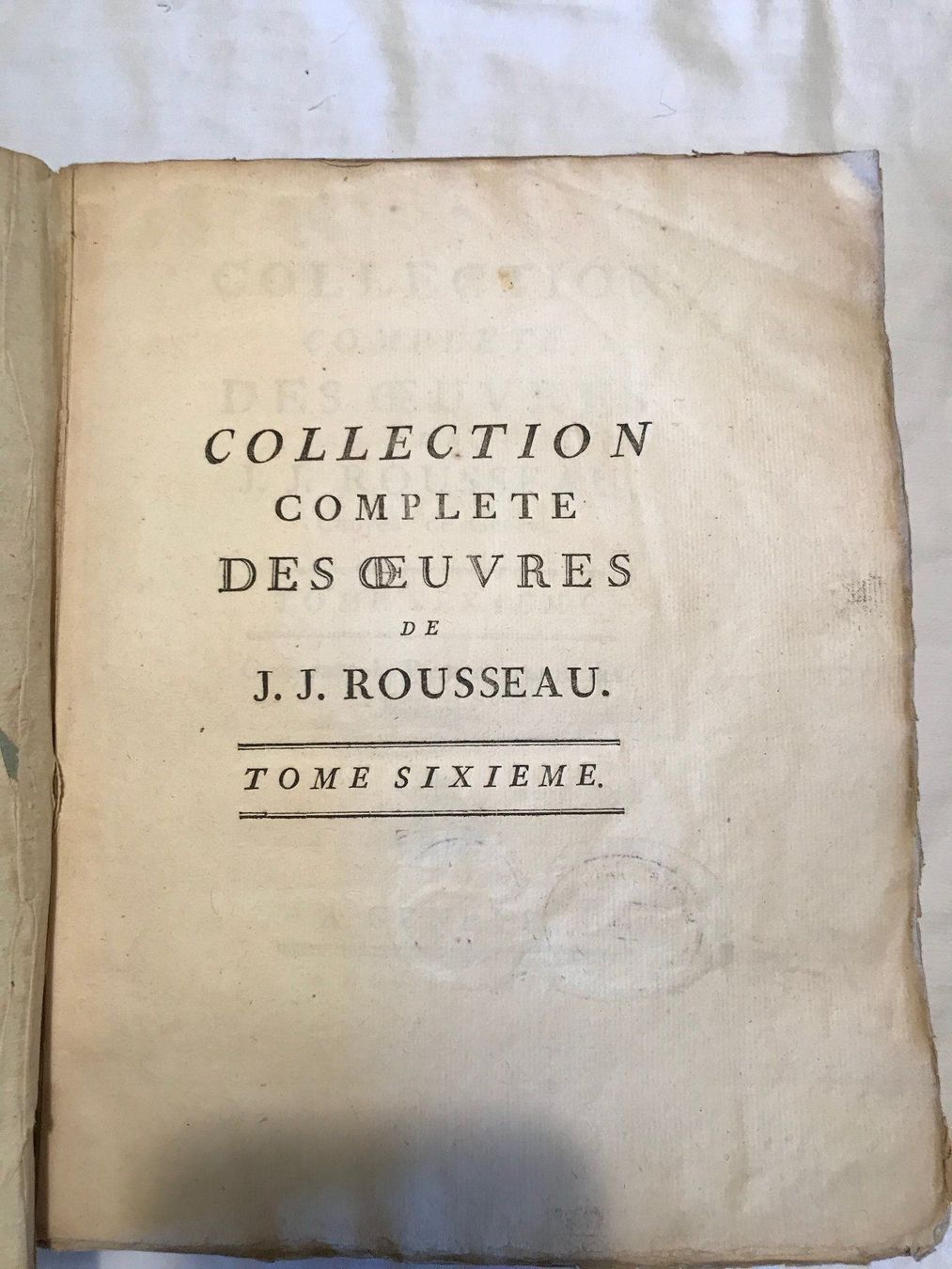 Libri: Jean-Jacques Rousseau  Tome 6 de 1782 – Usato da Ste-Croix venduto da mjmg