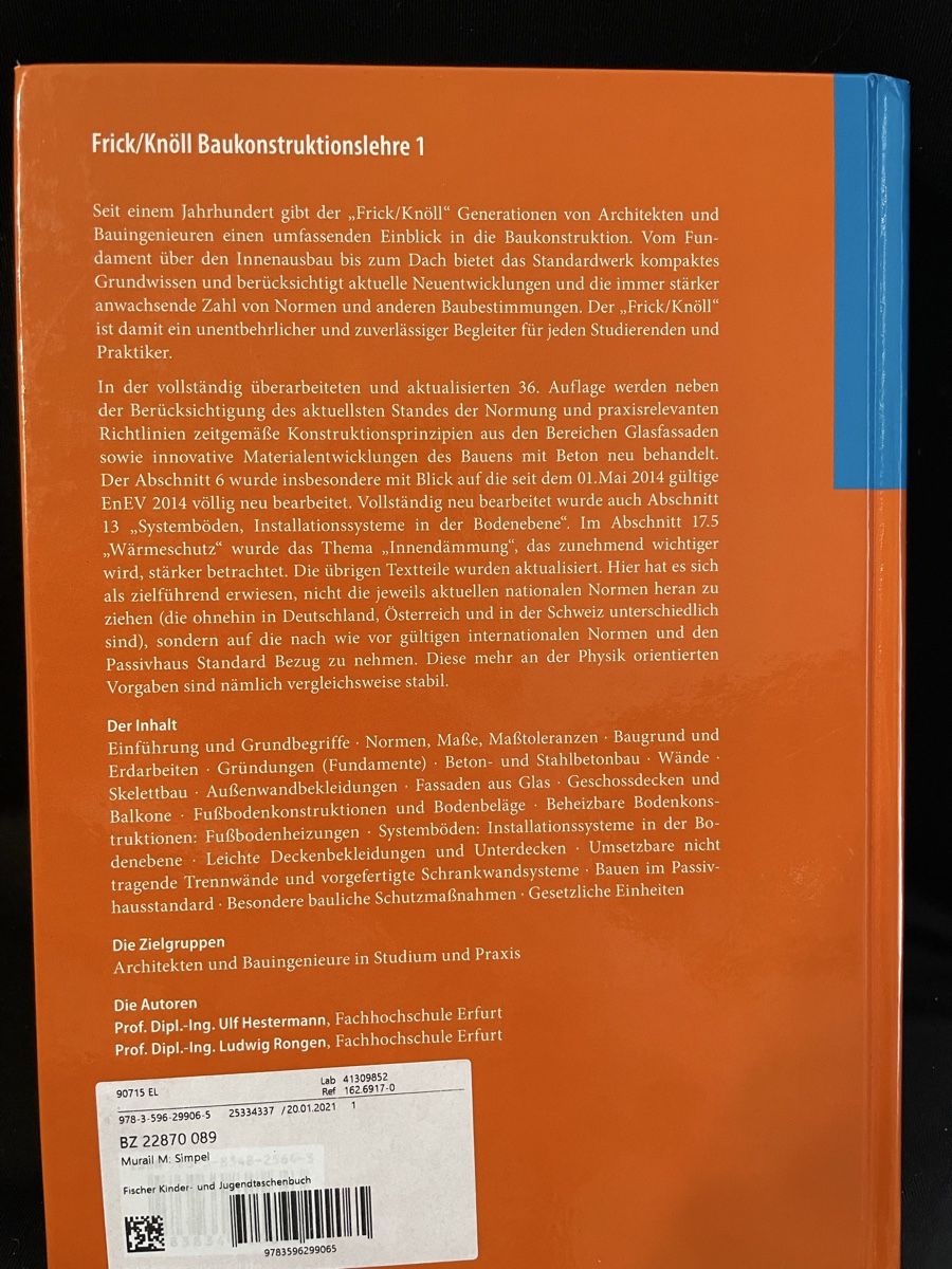 Bücher: Frick/Knöll Baukonstruktionslehre 1 – Neu (gemäss Beschreibung) aus Zug von  1