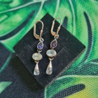 Ohrhänger antik Silber mit Amethyst Aquamarin & Bergkristall