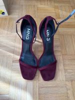 Heels MNG Burgundy Suede Ankle Strap Size 39 Used