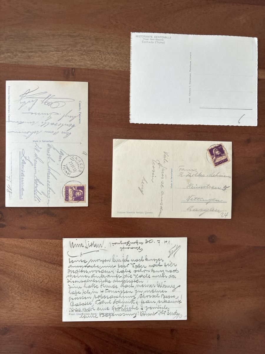 Cartoline postali: 4 Ansichtskarten Schweiz von Camedo TI – Usato da Oftringen venduto da Cla.vD.74 1