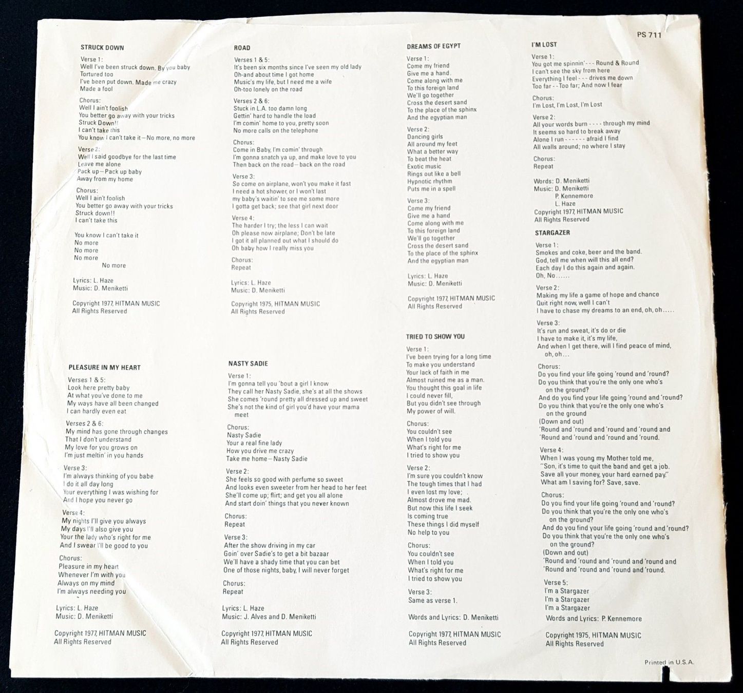 Schallplatten: Yesterday And Today - Struck Down - 1978 - US First Press – Gebraucht aus Uster von Zardodel 7