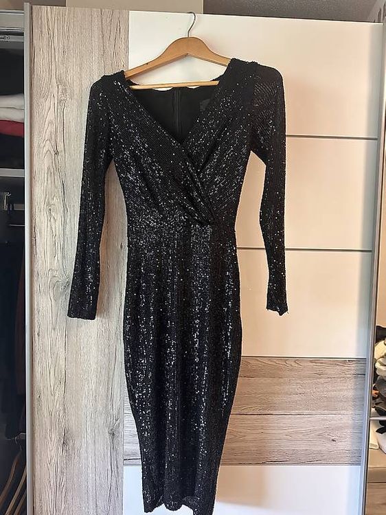 Chiffon-Kleid Mit Pailletten Schwarz | Schnäppchen | Outlet Mode-Shop