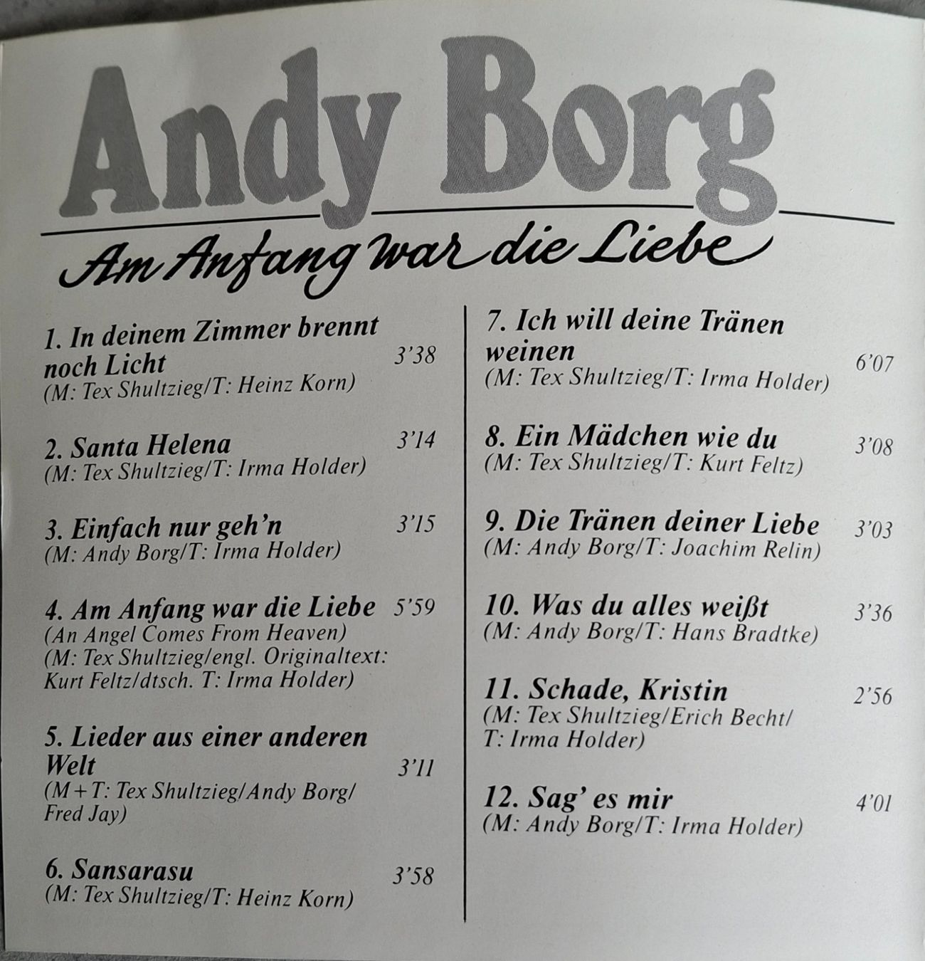 CDs: Andy Borg - Am Anfang war die Liebe – Gebraucht aus Reinach BL von Chela04 2