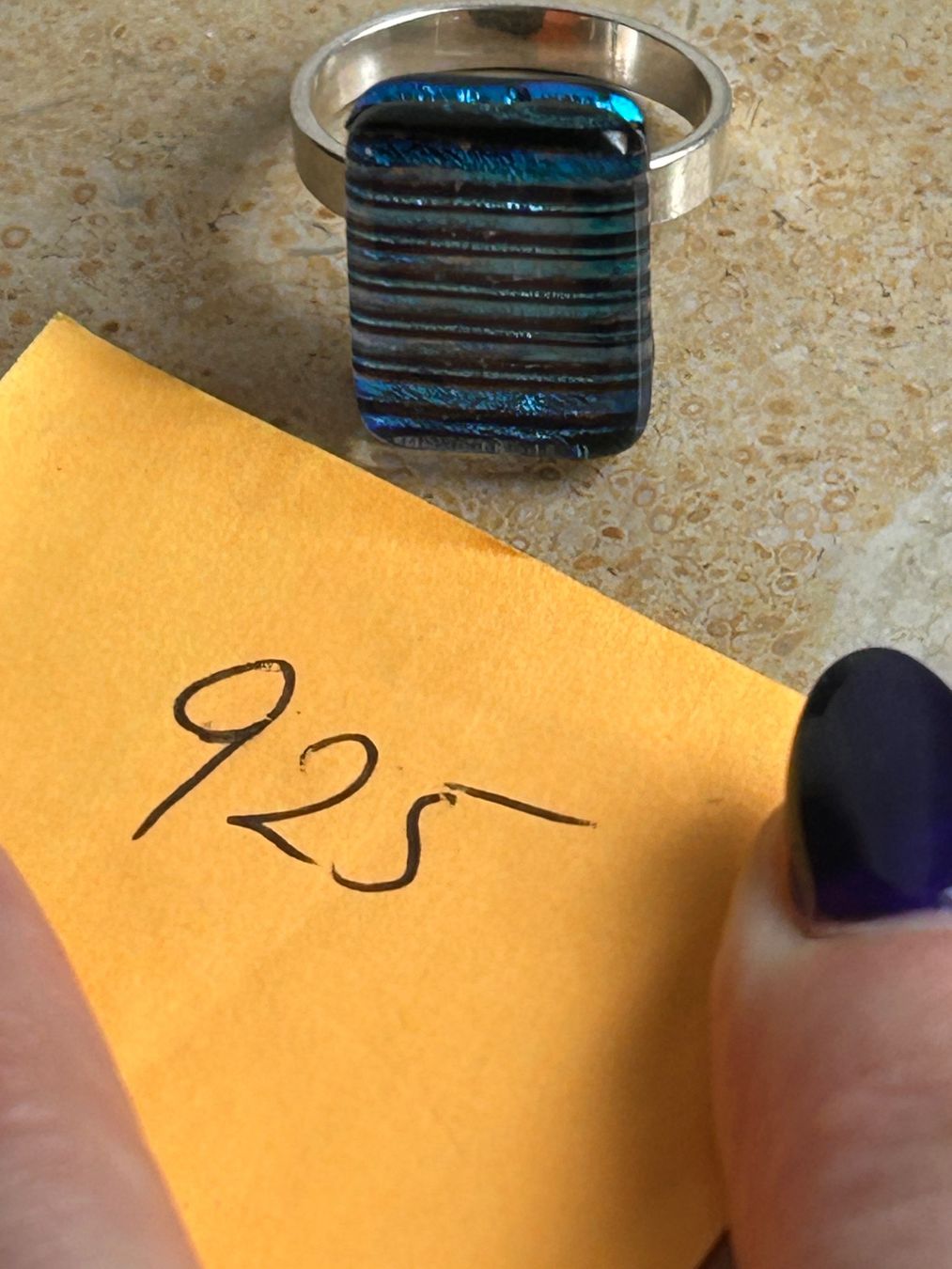 Anelli: Schöner Ring mit blauem Glas (56) – Usato da Laufen venduto da Bellebellezza 9