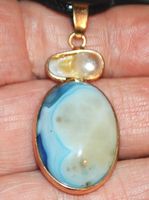 Halskette D-999 – Achat mit Perle – ca. 3,5x2cm