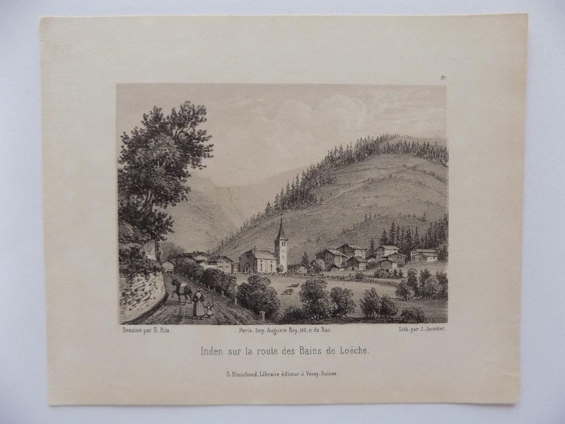 Gravures: Inden Leukerbad von Ritz – D'occasion à Risch par Antikfee
