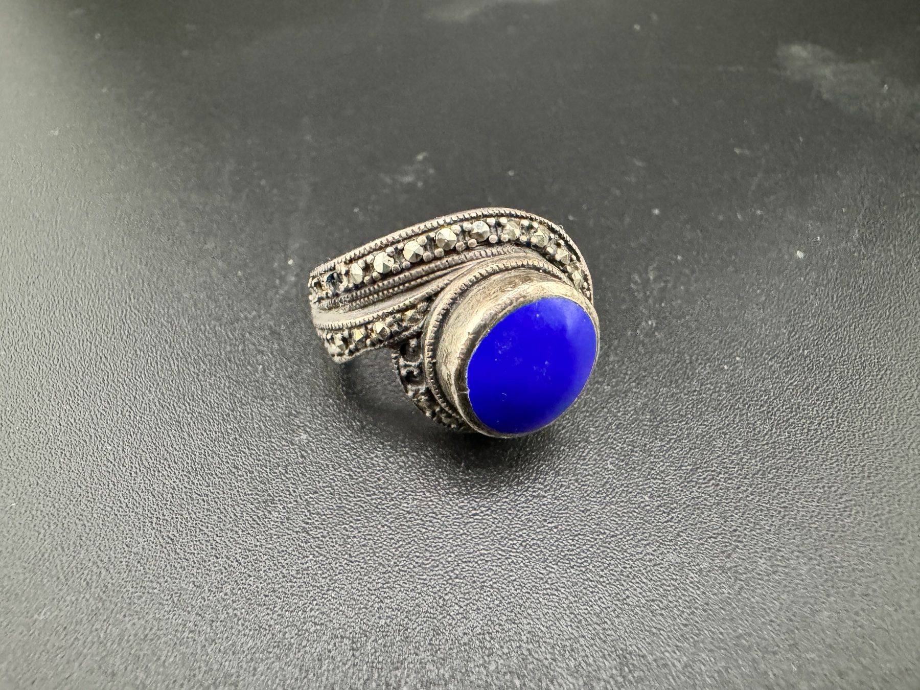 Anelli: Silberring 925 mit Lapislazuli und Markasiten Gr. 53 – Usato da Egg b. Zürich venduto da chantilly-lace 1