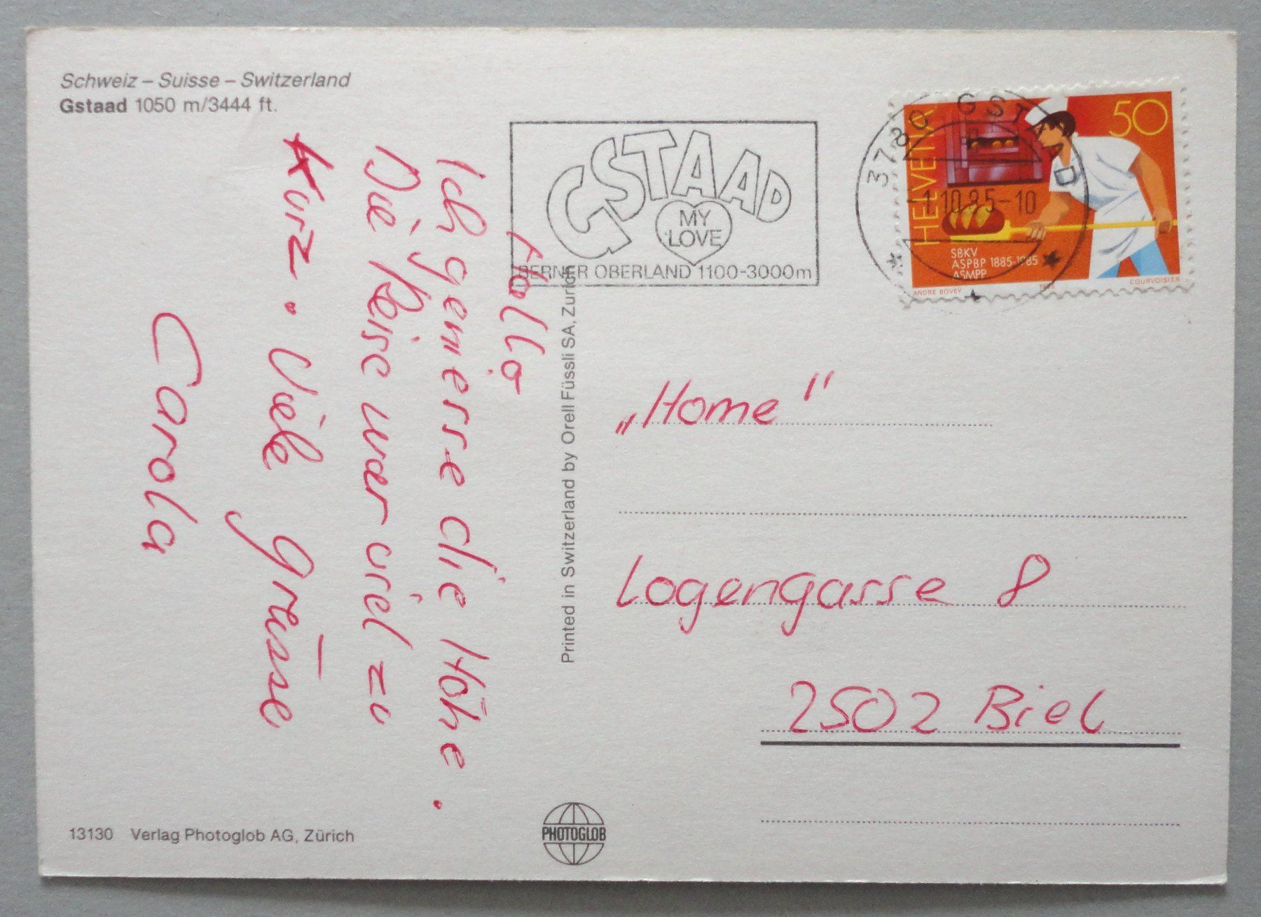 Cartoline postali: Gstaad 1050 m – Usato da Fétigny venduto da Billy2miny 1