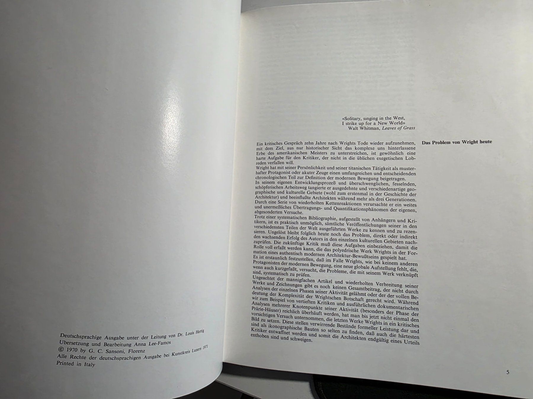 Livres: Frank LL. Wright - Gestalter unserer Zeit - Luzern 1971 – D'occasion à Walterswil BE par Lonitti 6