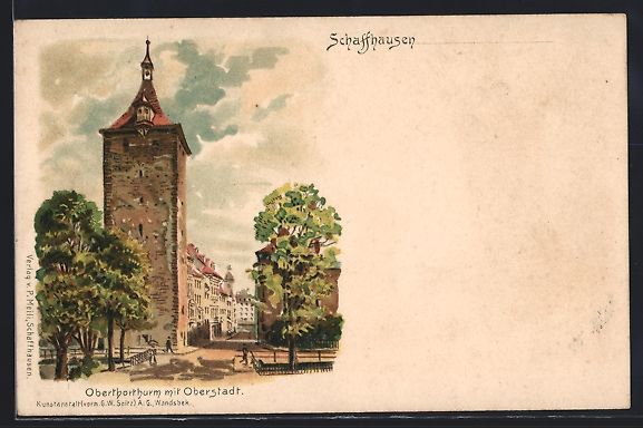 Cartoline postali: Litho Schaffhausen, Obertorturm mit Ober – Usato da Berlin venduto da bartko-reher