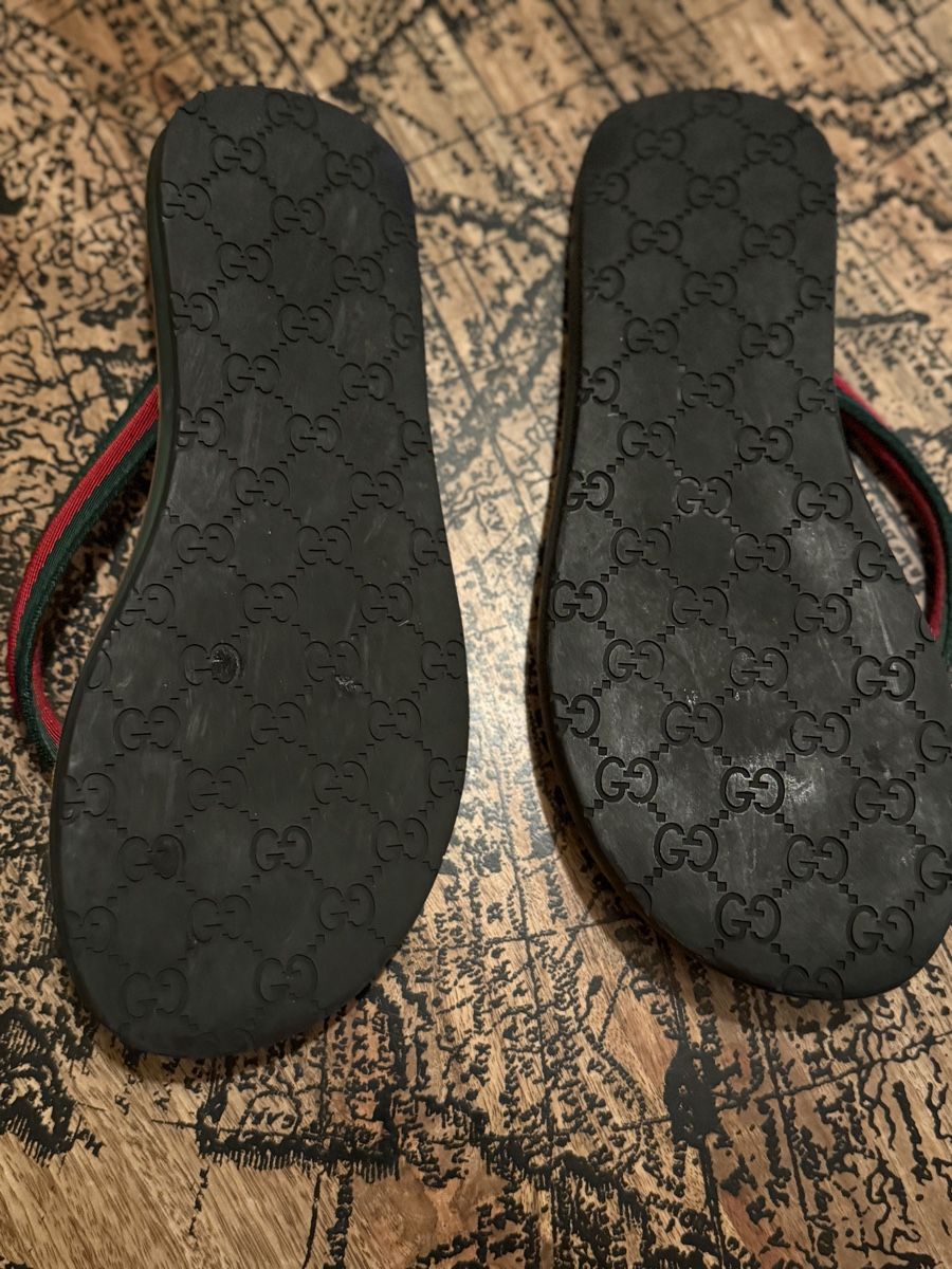 Gucci Scarpe da uomo: Gucci Web Stripe Leather Flip Flops Sandals – Nuovo (secondo la descrizione) da Versoix venduto da pen_6hgs 4