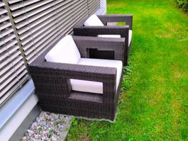 2x Denova Rattan-Loungesessel inkl. Kissen - Premium Outdoor
