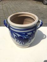  Keramiktopf Vintage Topf, blau mit Blumen 49
