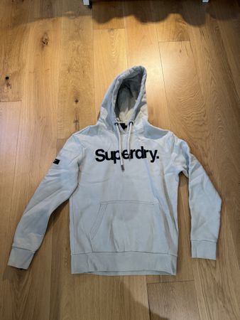Superdry Hoodie Logo Print Light Grey Size M