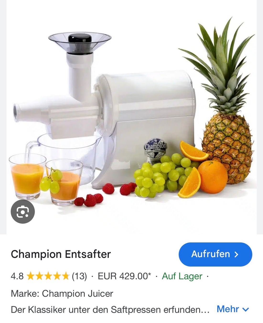 Küchengeräte: Entsafter Marke Champion – Gebraucht aus Buchs LU von boe_6dgx
