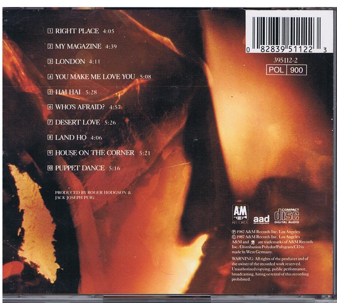 CD: CD Roger Hodgson – Hai Hai – Usato da Unterengstringen venduto da Lastchance 1